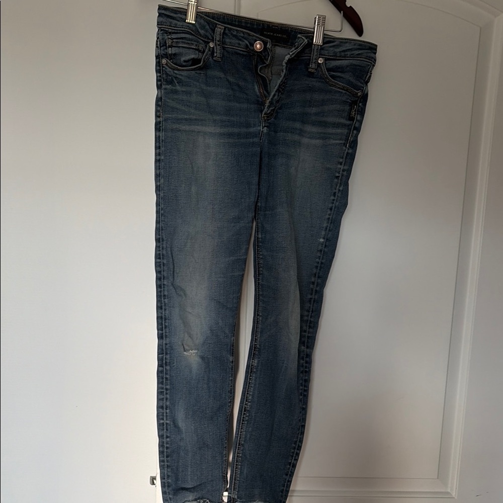 Women's Silver Skinny Jeans